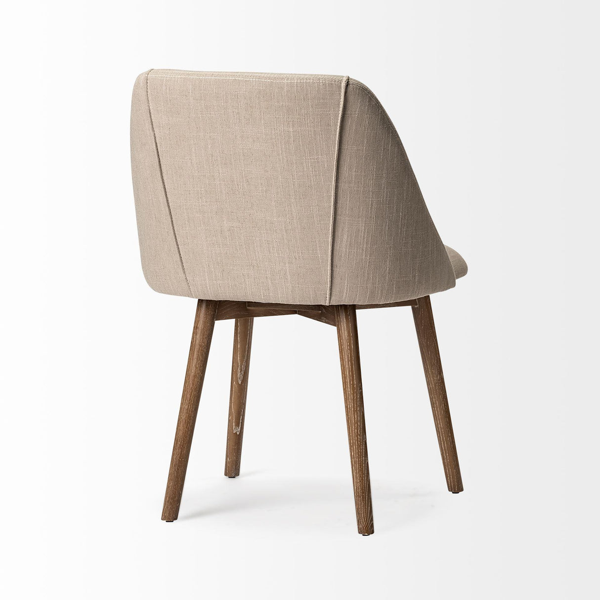 Mercana Ronald I Cream Fabric Wrap Brown Wooden Base Dining Chair