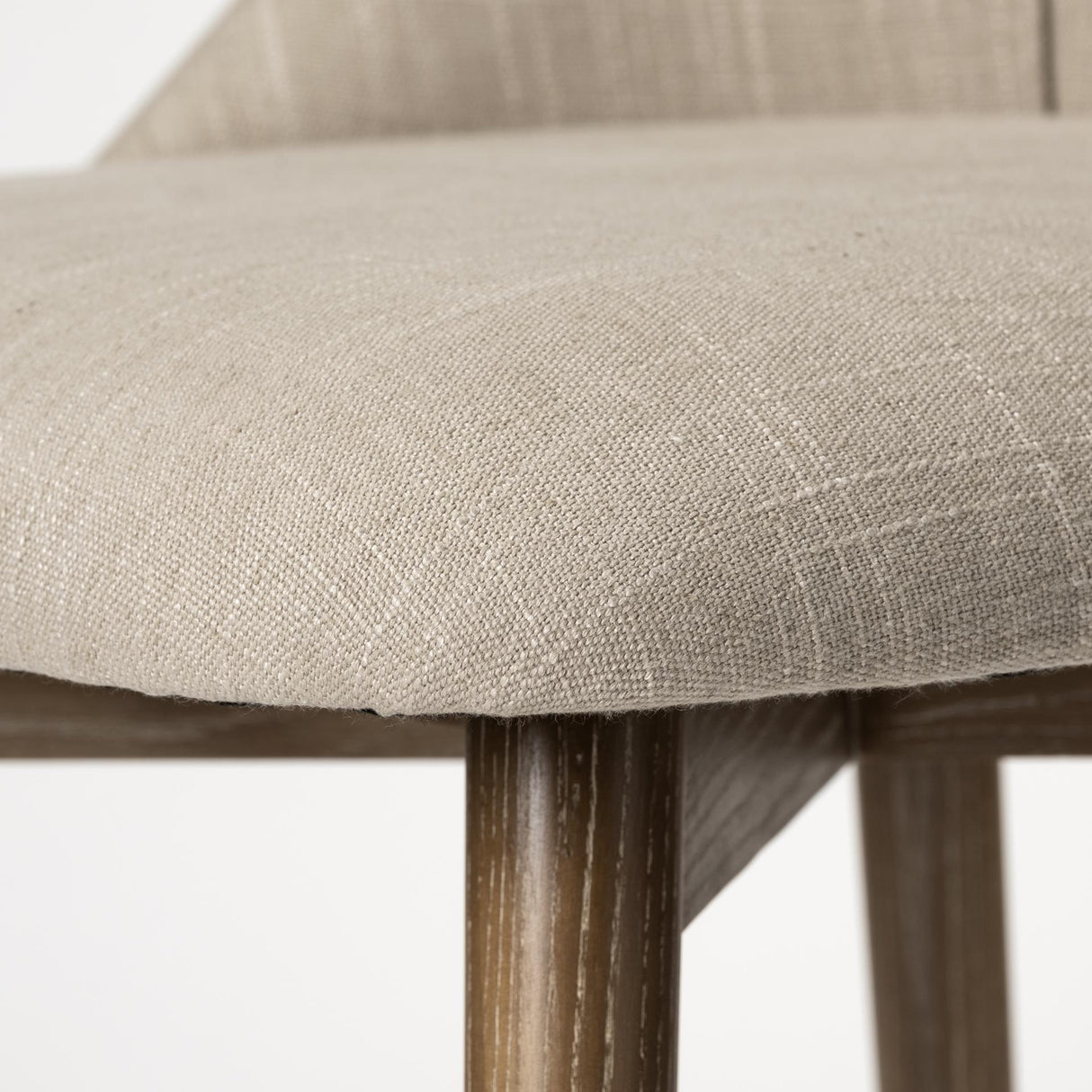 Mercana Ronald I Cream Fabric Wrap Brown Wooden Base Dining Chair