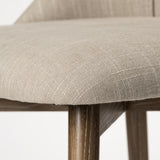 Mercana Ronald I Cream Fabric Wrap Brown Wooden Base Dining Chair