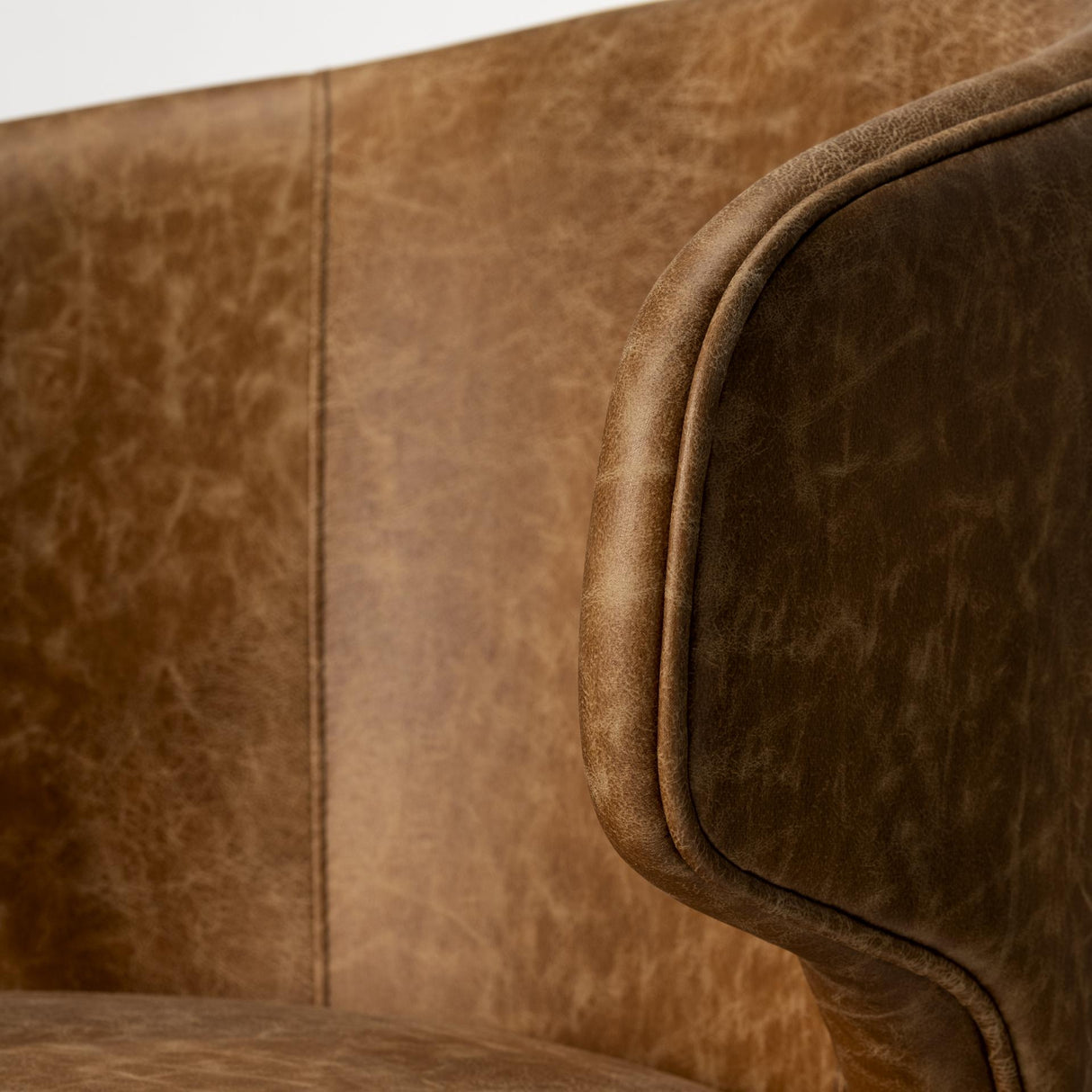 Mercana Niles 22.5L x 24.0W x 32.0H Brown Faux Leather Seat W/Brown Wooden Legs Wingback Dining Chair