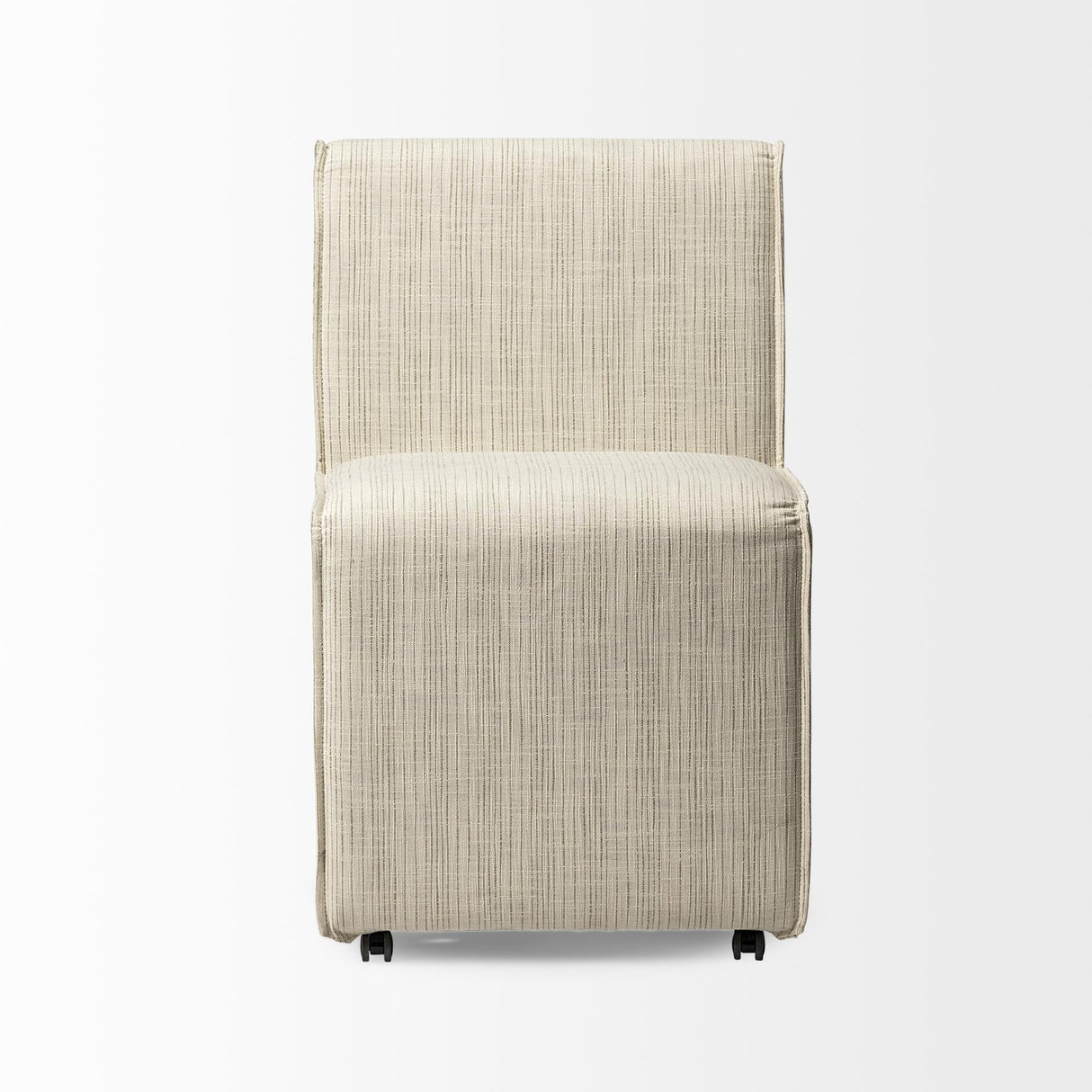 Mercana Damon Fully Upholstered Cream-Toned Fabric Dining Chair on Casters