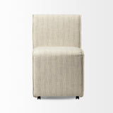 Mercana Damon Fully Upholstered Cream-Toned Fabric Dining Chair on Casters