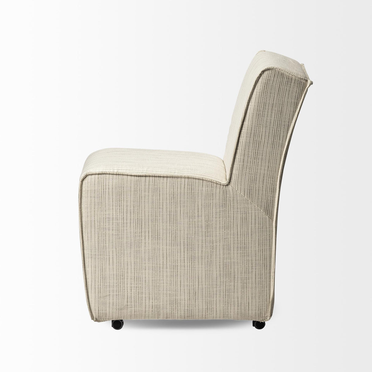 Mercana Damon Fully Upholstered Cream-Toned Fabric Dining Chair on Casters