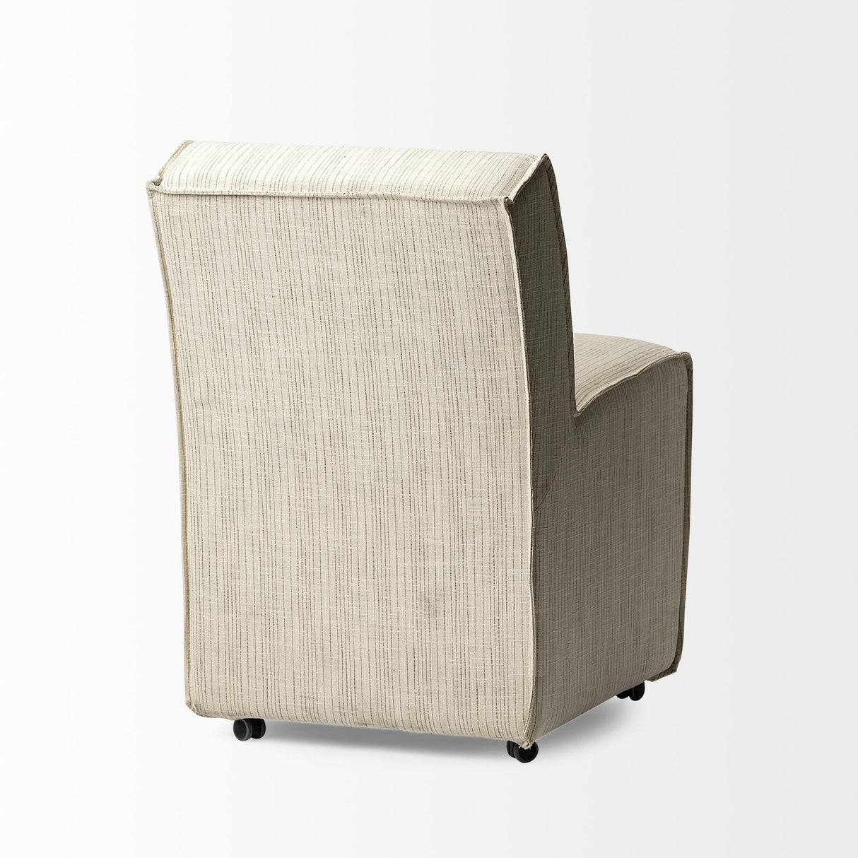Mercana Damon Fully Upholstered Cream-Toned Fabric Dining Chair on Casters