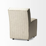Mercana Damon Fully Upholstered Cream-Toned Fabric Dining Chair on Casters