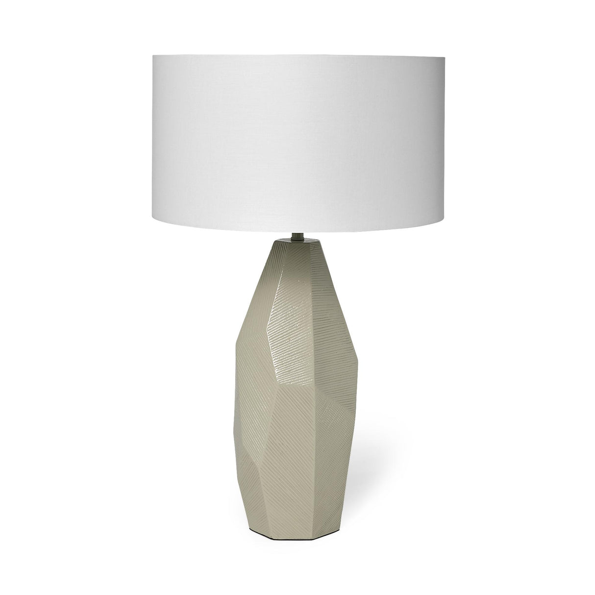 Mercana Piven (29.5"H) Beige Ceramic Base White Linen Shade Table Lamp