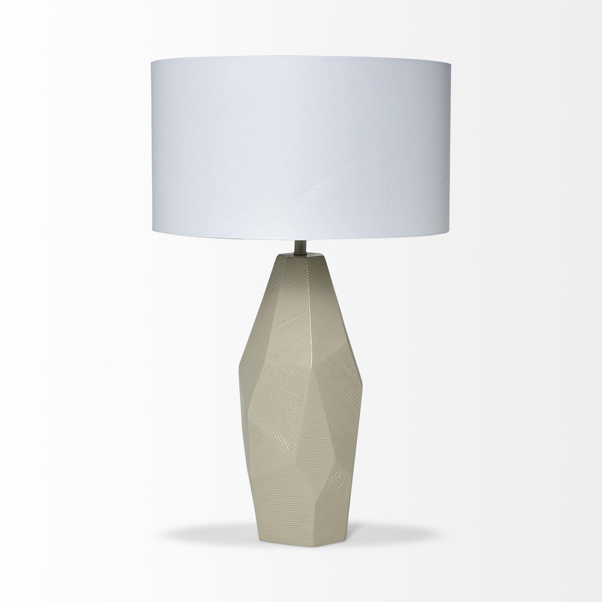 Mercana Piven (29.5"H) Beige Ceramic Base White Linen Shade Table Lamp