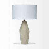Mercana Piven (29.5"H) Beige Ceramic Base White Linen Shade Table Lamp