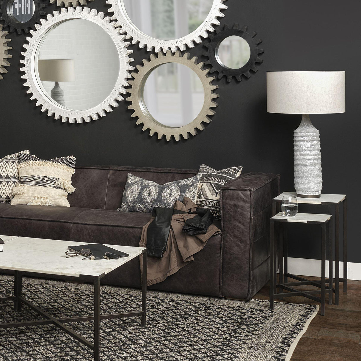 Mercana Harlan (30.5"H) Beige-Toned Fabric Shade Gray Concrete Base Table Lamp