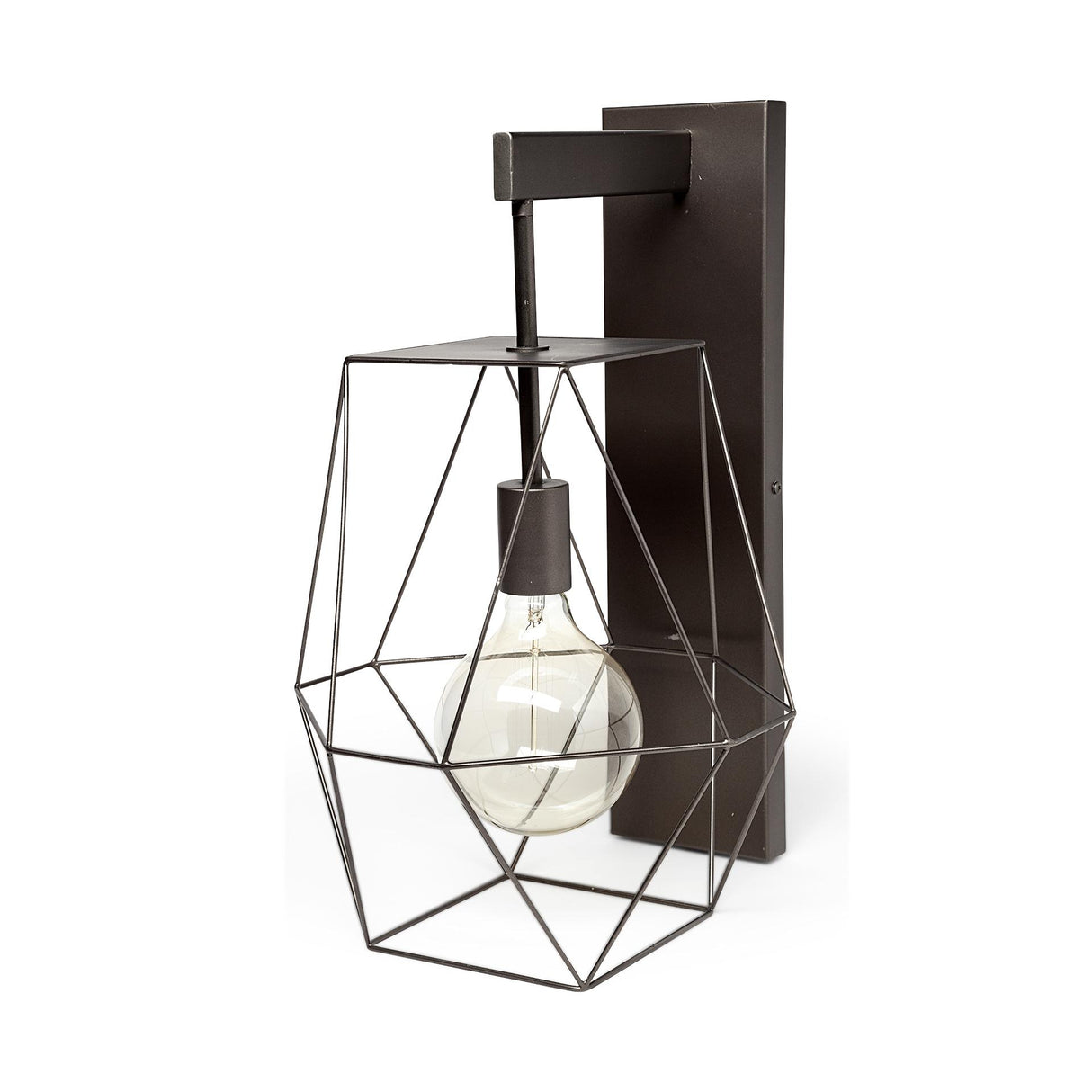 Mercana Cordova 12x19 Gray Metal Hanging Bulb Caged Wall Sconce