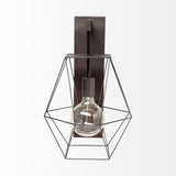 Mercana Cordova 12x19 Gray Metal Hanging Bulb Caged Wall Sconce