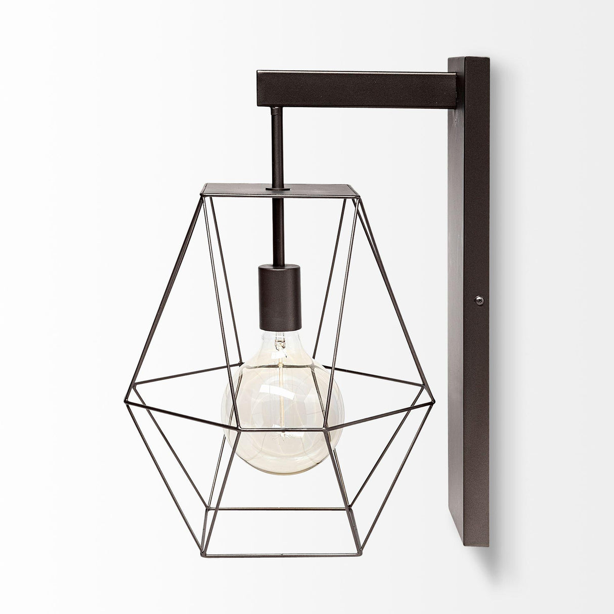 Mercana Cordova 12x19 Gray Metal Hanging Bulb Caged Wall Sconce