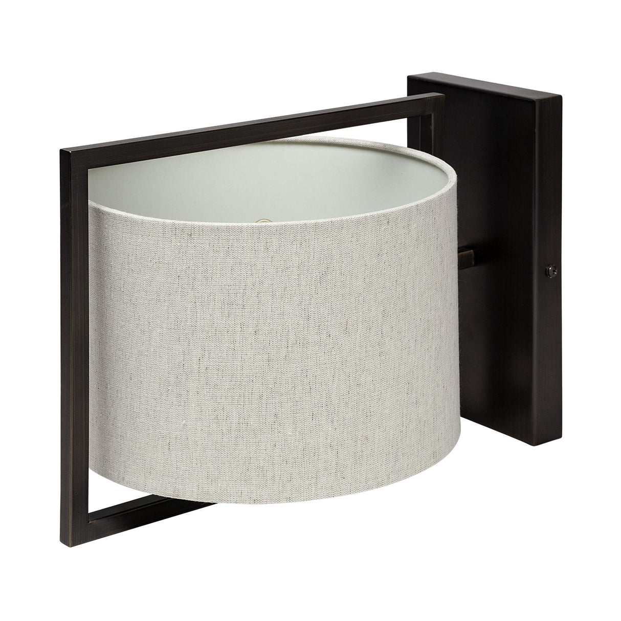Mercana Smithe I 9x13 Black Toned Metal Cream Lampshade Wall Sconce