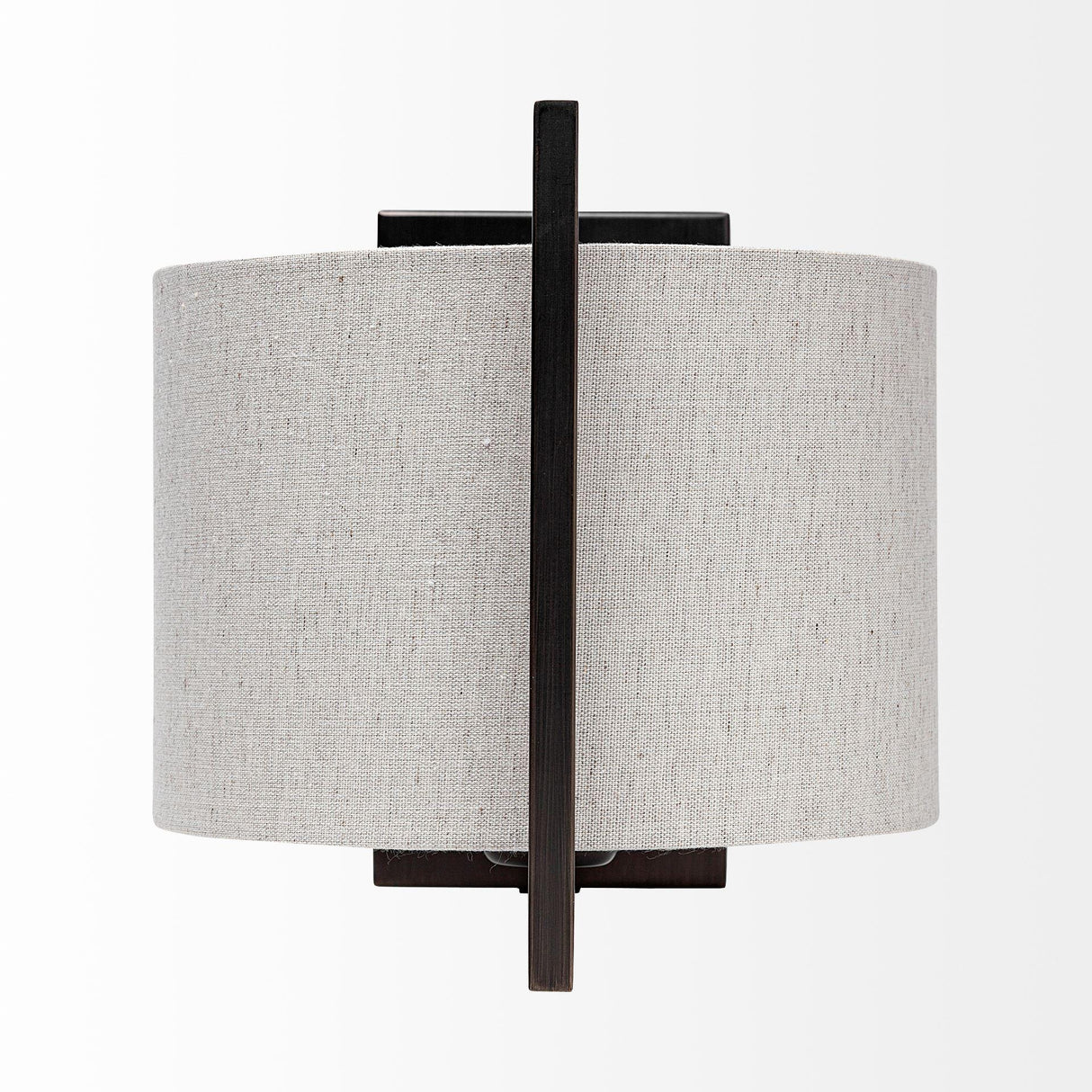 Mercana Smithe I 9x13 Black Toned Metal Cream Lampshade Wall Sconce