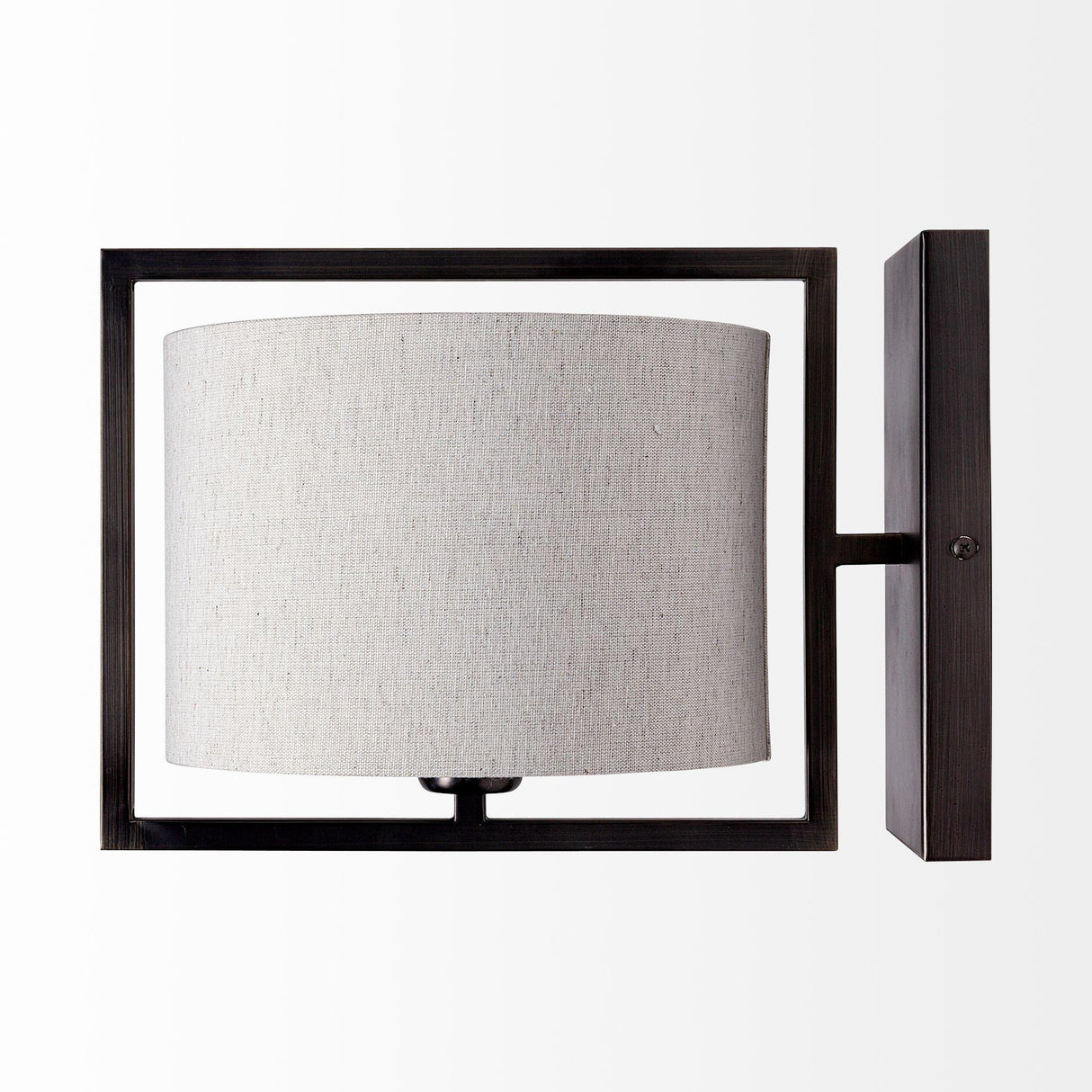 Mercana Smithe I 9x13 Black Toned Metal Cream Lampshade Wall Sconce