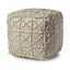 Mercana Leroy Square Cream Wool Pouf w/ Popcorn Detail