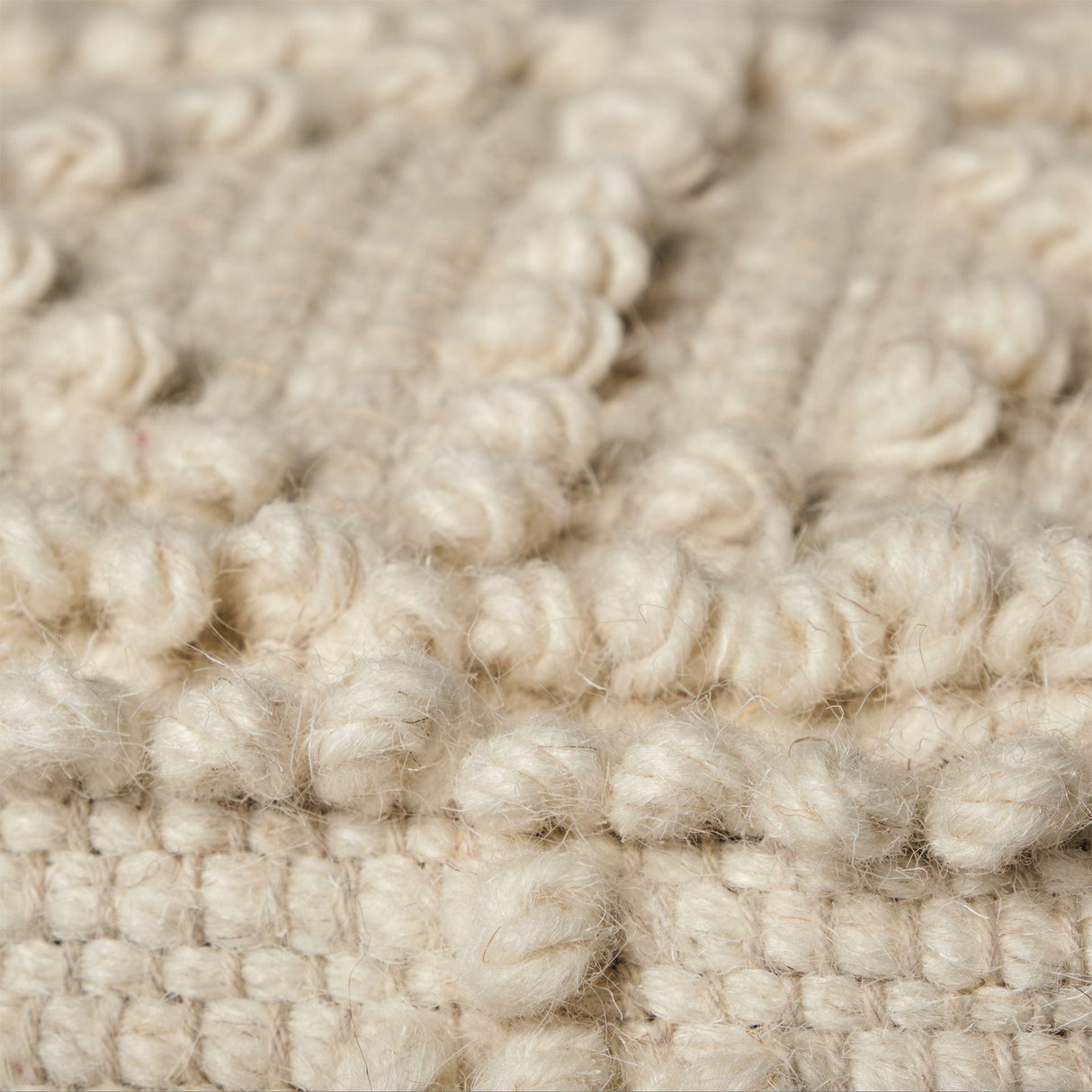 Mercana Leroy Square Cream Wool Pouf w/ Popcorn Detail