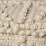 Mercana Leroy Square Cream Wool Pouf w/ Popcorn Detail
