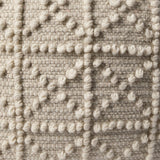 Mercana Leroy Square Cream Wool Pouf w/ Popcorn Detail