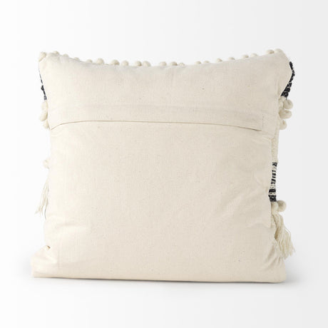 Mercana Beardell 18 x 18 Cream And Black Details With Tassels Decorative Pillow Cover