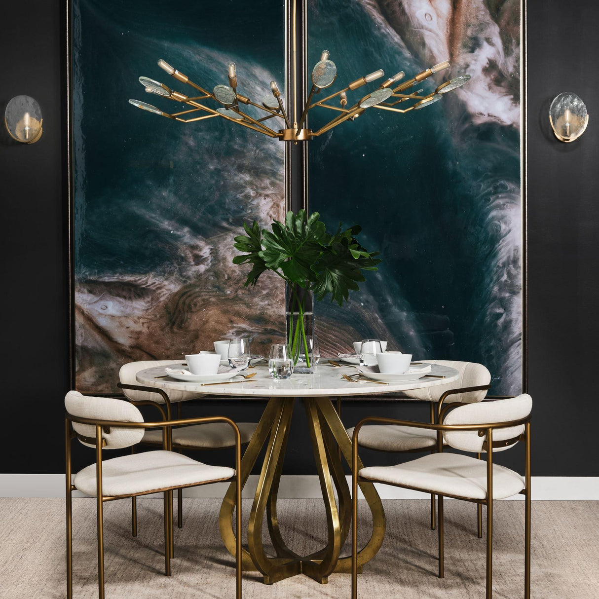 Mercana Rubeus I 5.5x 9 Brass Toned Metal w/Frosted Glass Circular Wall Sconce