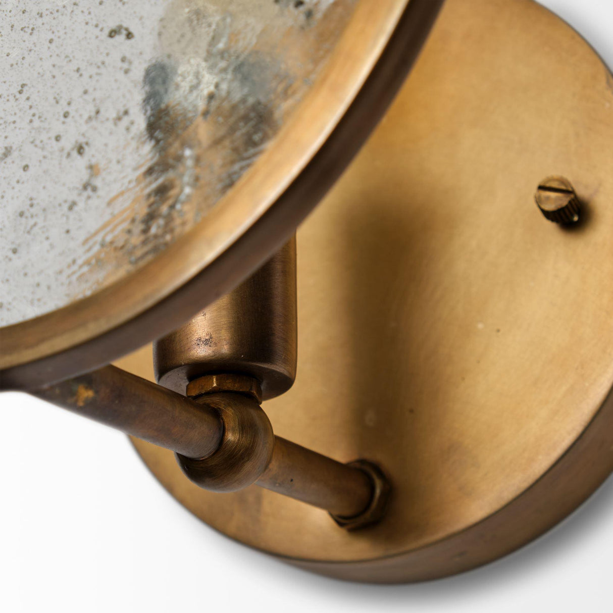 Mercana Rubeus I 5.5x 9 Brass Toned Metal w/Frosted Glass Circular Wall Sconce