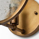 Mercana Rubeus I 5.5x 9 Brass Toned Metal w/Frosted Glass Circular Wall Sconce