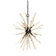 Mercana Jules 25x25 Blonde Wood and Black Metal Six Bulb Chandelier Light