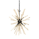 Mercana Jules 25x25 Blonde Wood and Black Metal Six Bulb Chandelier Light