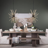 Mercana Jules 25x25 Blonde Wood and Black Metal Six Bulb Chandelier Light