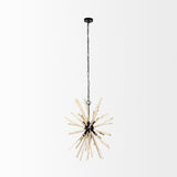Mercana Jules 25x25 Blonde Wood and Black Metal Six Bulb Chandelier Light