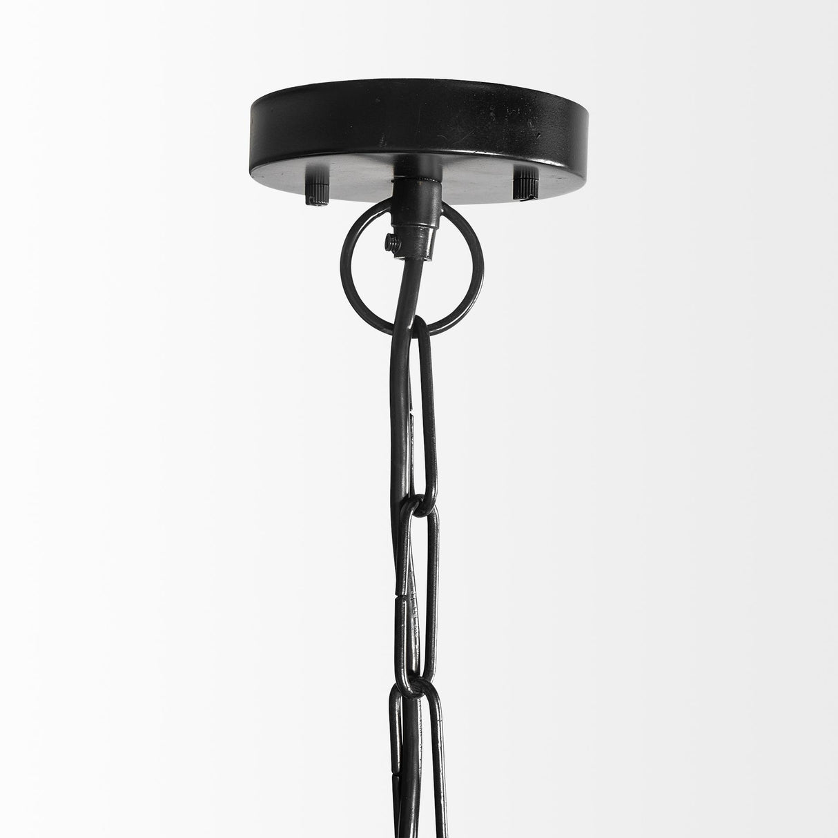 Mercana Jules 25x25 Blonde Wood and Black Metal Six Bulb Chandelier Light