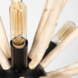 Mercana Jules 25x25 Blonde Wood and Black Metal Six Bulb Chandelier Light