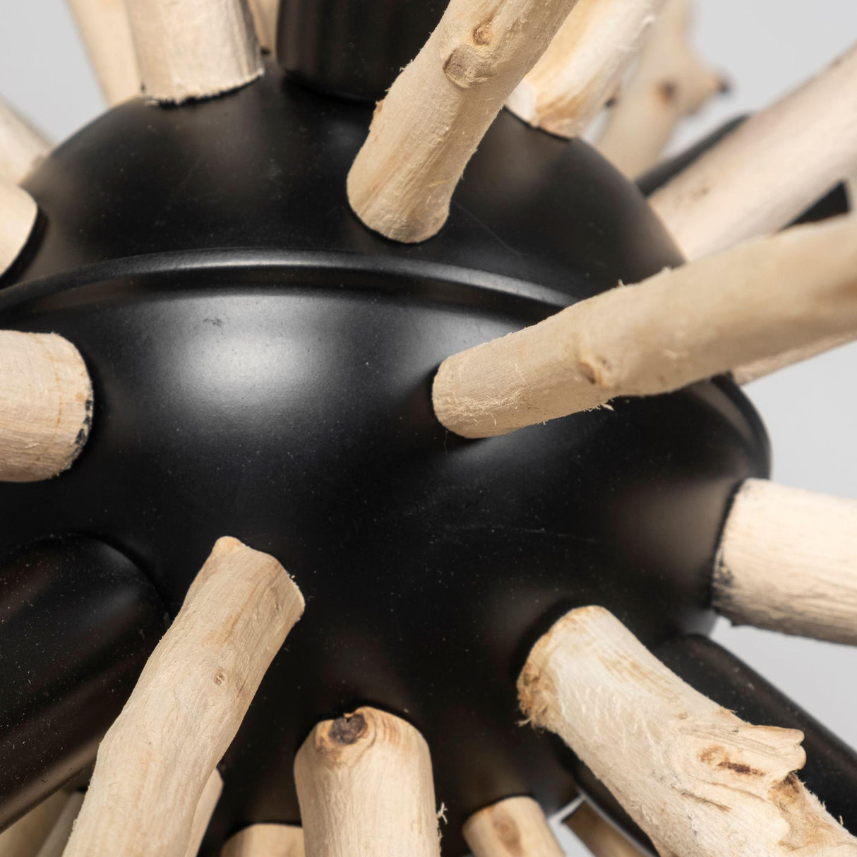 Mercana Jules 25x25 Blonde Wood and Black Metal Six Bulb Chandelier Light