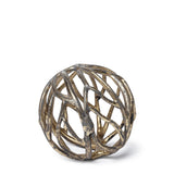 Mercana Sphaira Noir I Small 5L x 5W Gold Cast Aluminum Decorative Tree Branch Orb