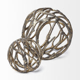 Mercana Sphaira Noir I Small 5L x 5W Gold Cast Aluminum Decorative Tree Branch Orb