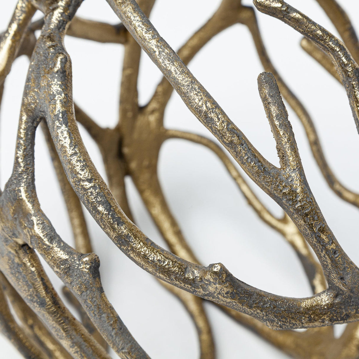Mercana Sphaira Noir I Small 5L x 5W Gold Cast Aluminum Decorative Tree Branch Orb
