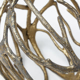 Mercana Sphaira Noir I Small 5L x 5W Gold Cast Aluminum Decorative Tree Branch Orb