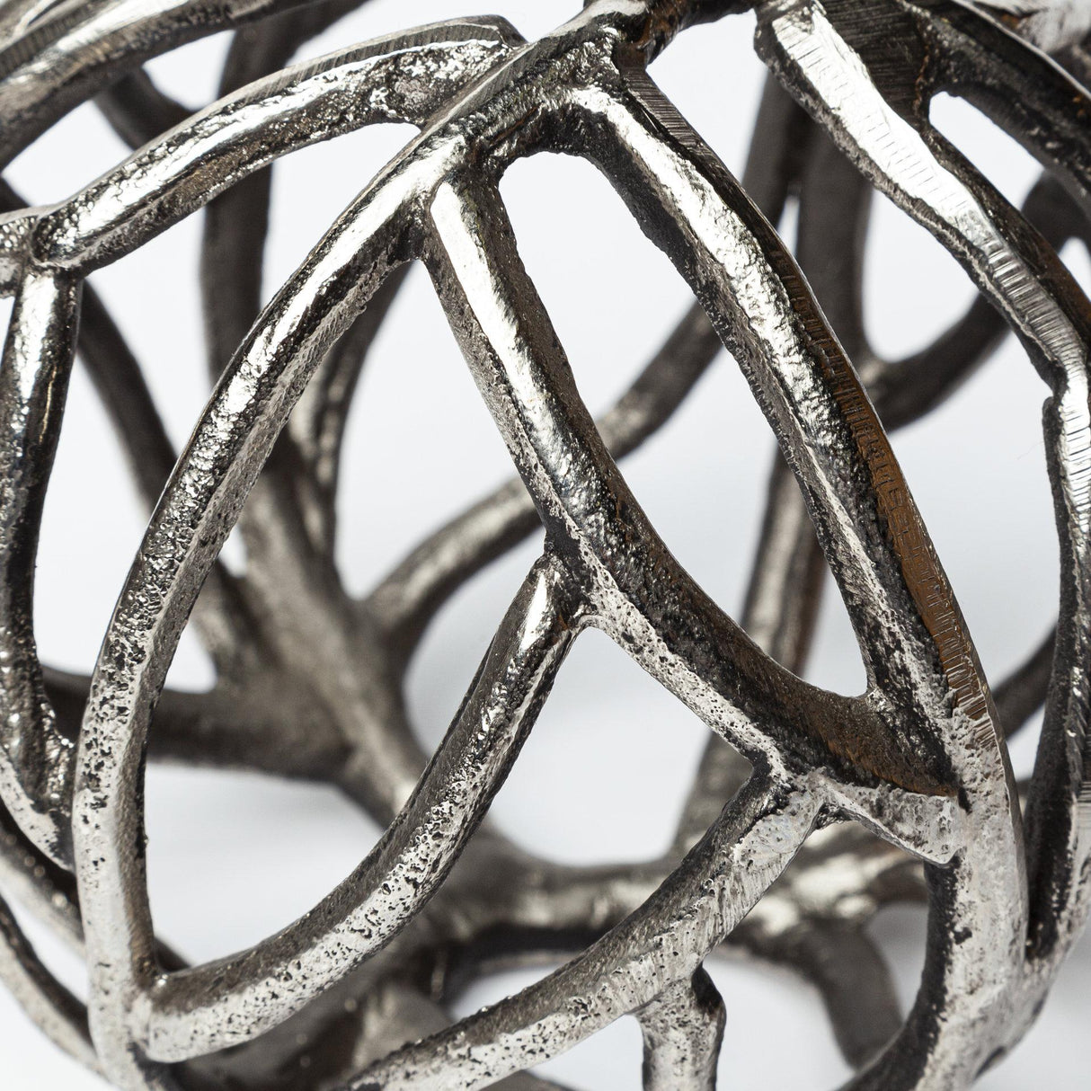 Mercana Sphaira II Large 7L x 7W Silver Cast Aluminum Decorative Tree Branch Orb