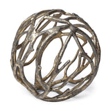 Mercana Sphaira Noir II Large 7L x 7W Gold Cast Aluminum Decorative Tree Branch Orb
