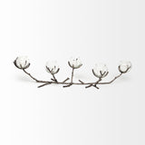 Mercana Vine I Distressed Silver Metal Creeper Five Candle Table Candle Holder