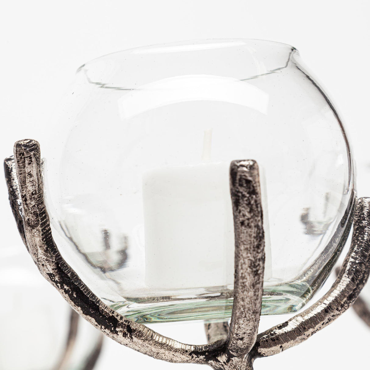 Mercana Vine I Distressed Silver Metal Creeper Five Candle Table Candle Holder