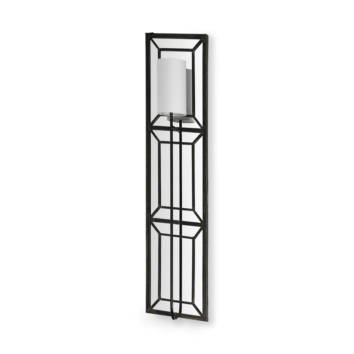 Mercana Noah 12.2x55 Black Metal w/White Fabric Shade Rectangular Wall Sconce
