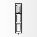 Mercana Noah 12.2x55 Black Metal w/White Fabric Shade Rectangular Wall Sconce