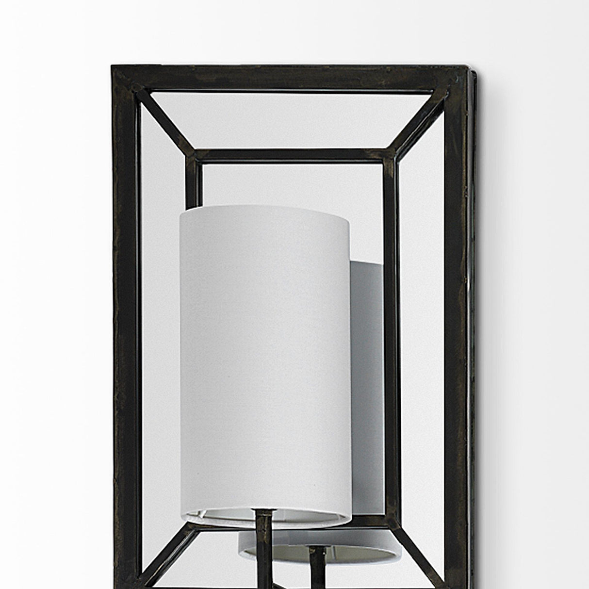 Mercana Noah 12.2x55 Black Metal w/White Fabric Shade Rectangular Wall Sconce