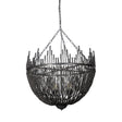 Mercana Liam I 32x30 Black Wooden Bead Bowl-Style Four Bulb Chandelier