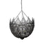 Mercana Liam I 32x30 Black Wooden Bead Bowl-Style Four Bulb Chandelier