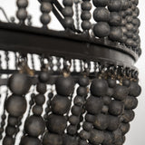Mercana Liam I 32x30 Black Wooden Bead Bowl-Style Four Bulb Chandelier