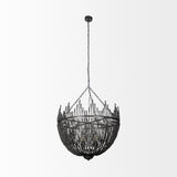 Mercana Liam I 32x30 Black Wooden Bead Bowl-Style Four Bulb Chandelier