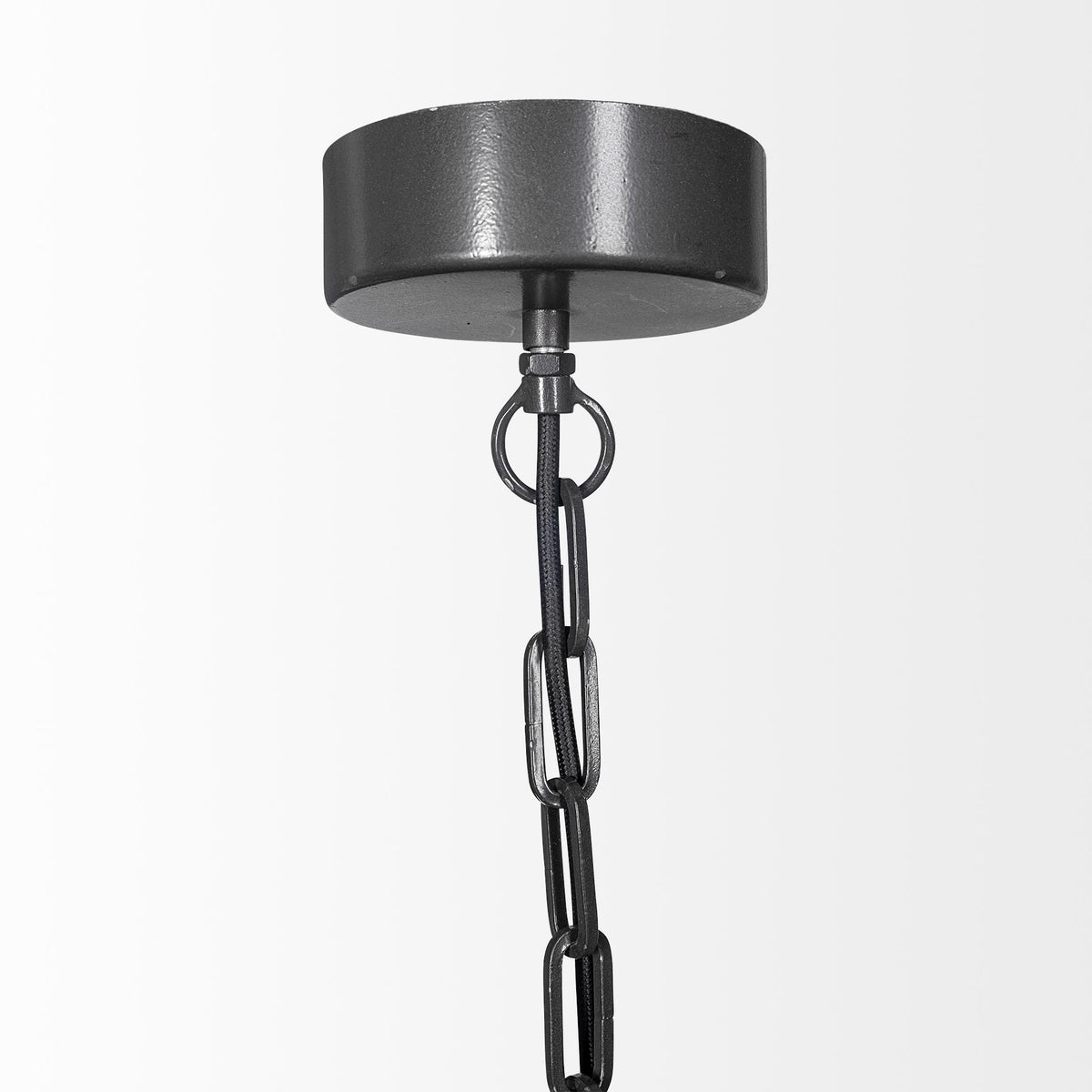 Mercana Liam I 32x30 Black Wooden Bead Bowl-Style Four Bulb Chandelier